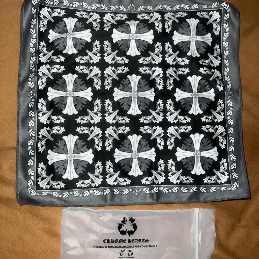 Chrome Hearts Black and White Bandana Scarf
